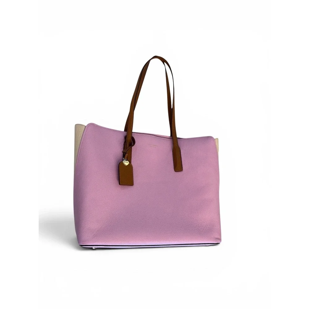 Kate Spade Carson Large Tote Bag Pink Ruby Pebbled Leather Colorblock Tri-color